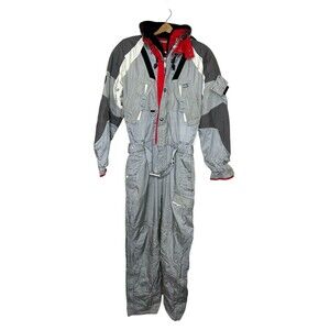 Vtg Killy AWT Ski Suit Snowsuit One Piece Snow Bib Technical Retro Sz 40 Grey